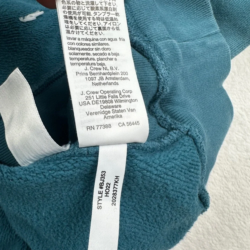 J. Crew Sportswear Re-Imagined Teal Blue Hoodie Sweatshirt Mens Large